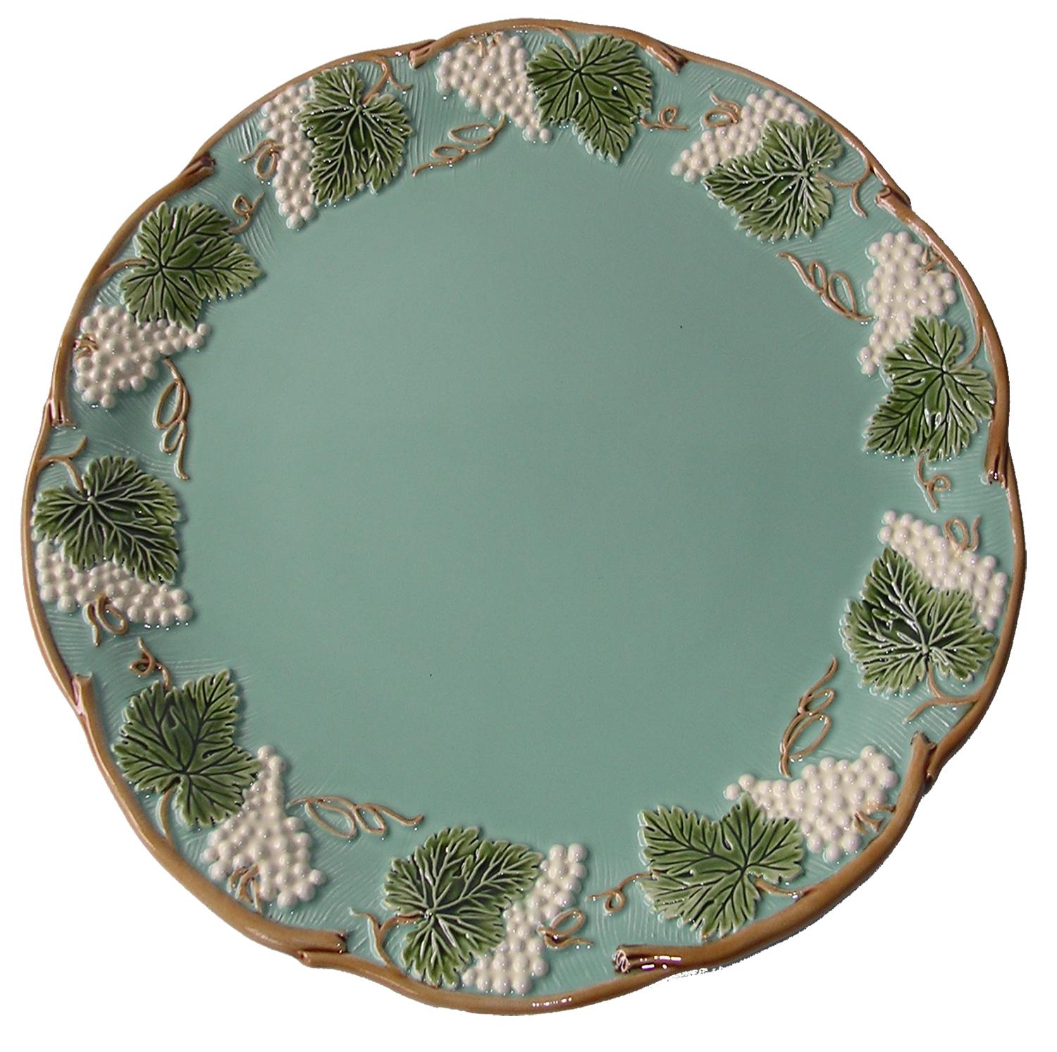 Set of Two Blue Plates from the George Sand Collection

These plates feature a blue background that creates a striking contrast with the intricate decorations surrounding the edge. The border is beautifully adorned with detailed green vine leaves