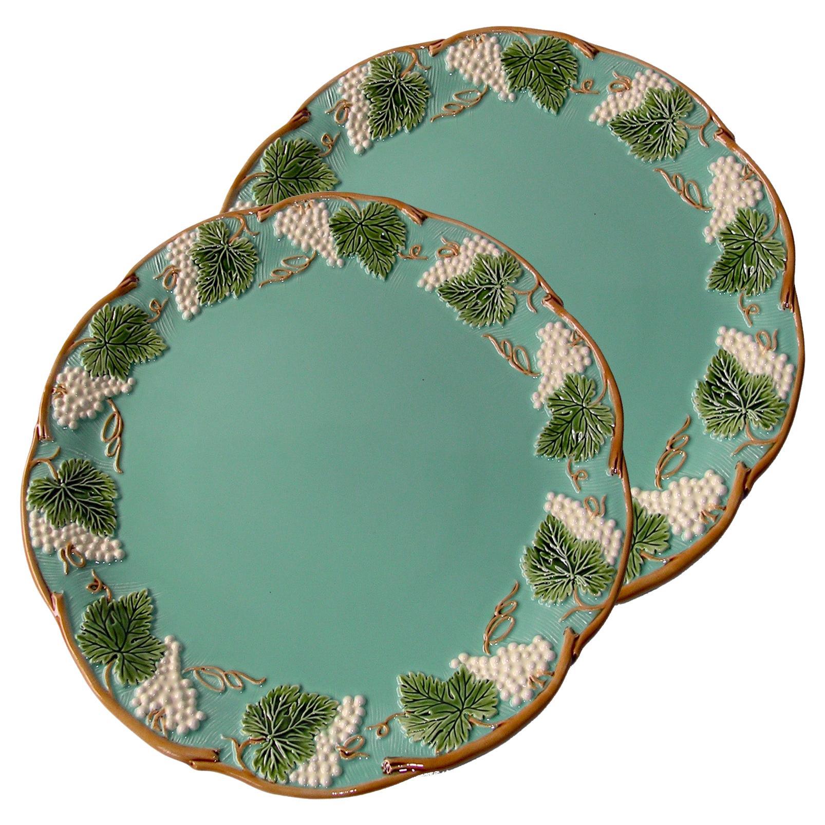 2 Platos llanos floridos azules "George Sand