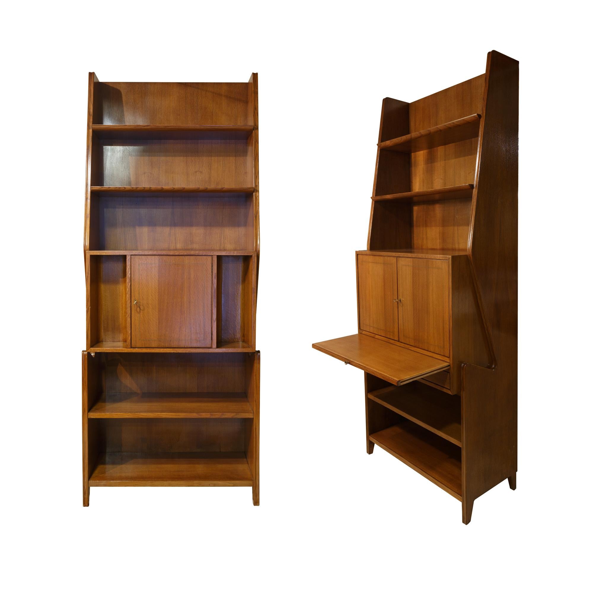 Italian 2 Bookcases Mid-Century Modern in Gio Ponti Style 1950s Italy