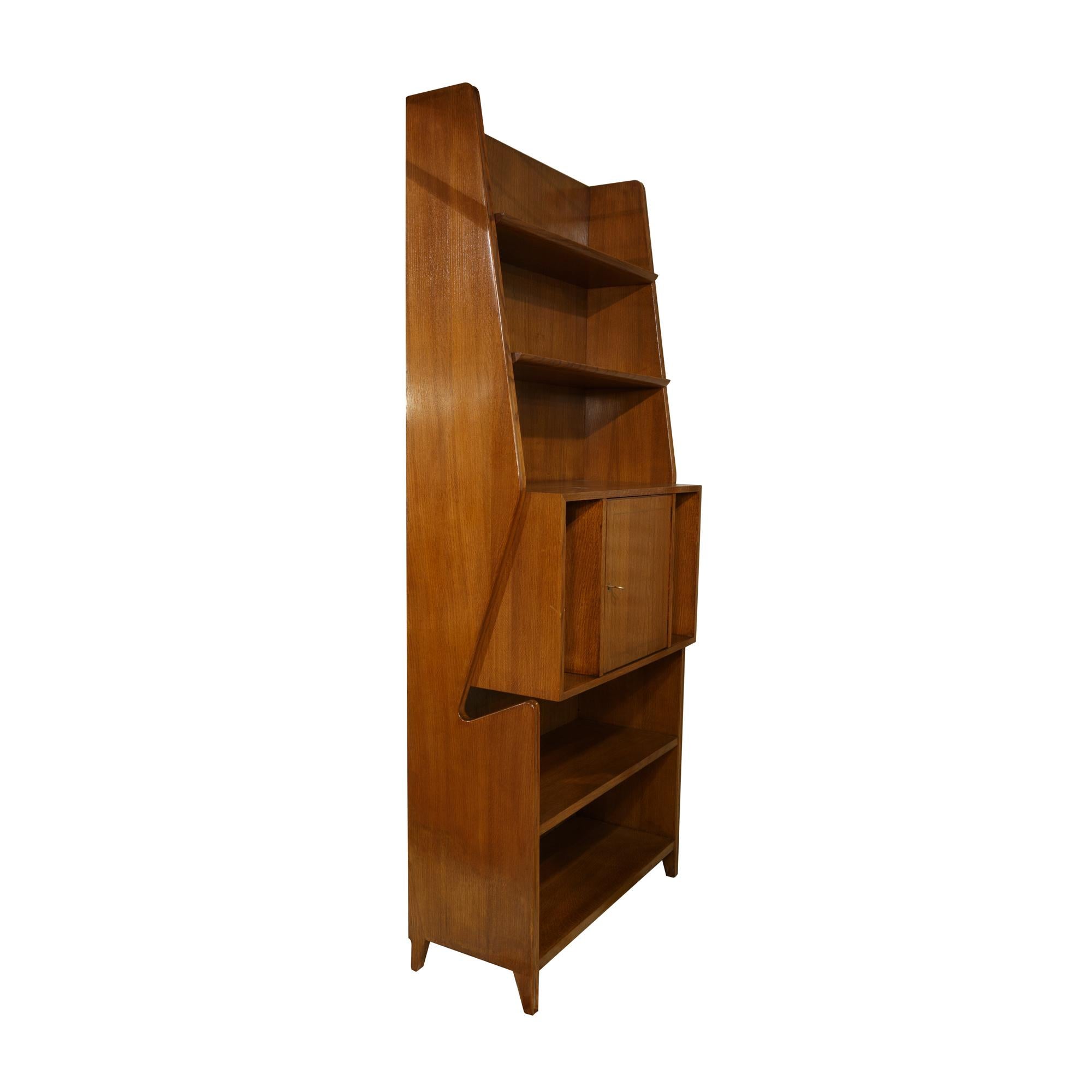 Wood 2 Bookcases Mid-Century Modern in Gio Ponti Style 1950s Italy