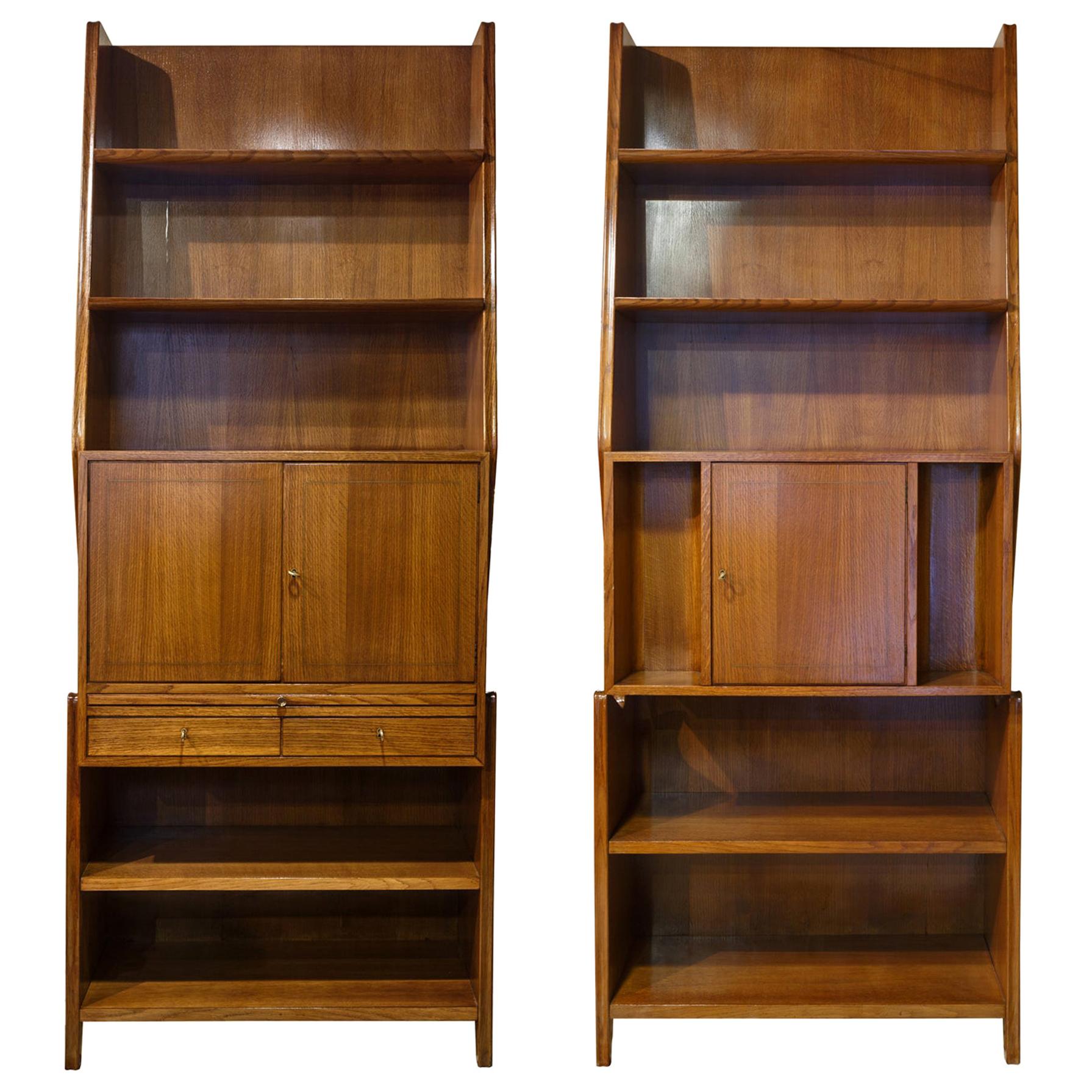 2 Bookcases Mid-Century Modern in Gio Ponti Style 1950s Italy