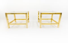 2 Brass and Glass Side Tables, France, 1970s