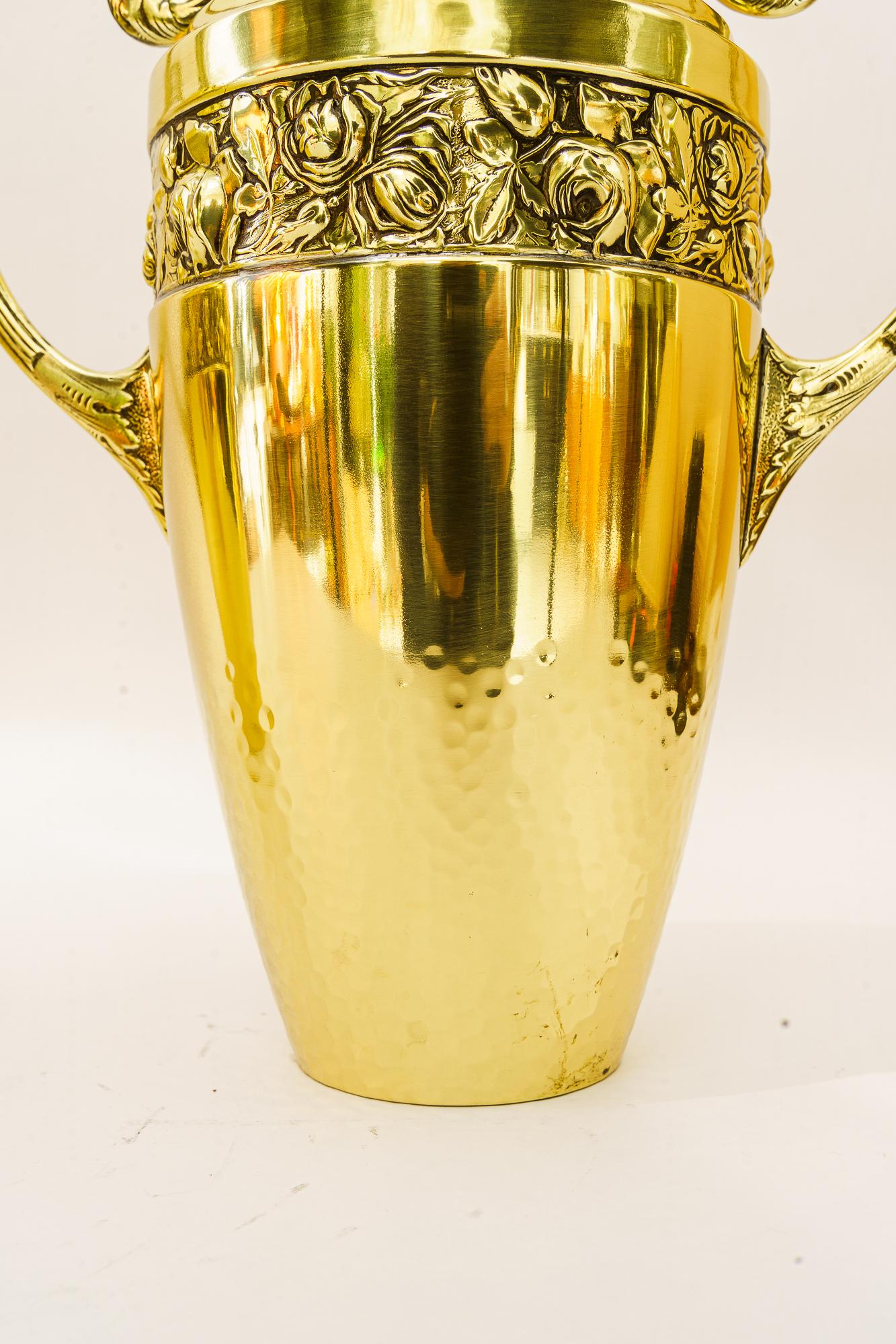 2 Brass jugendstil vases vienna around 1908 For Sale 3