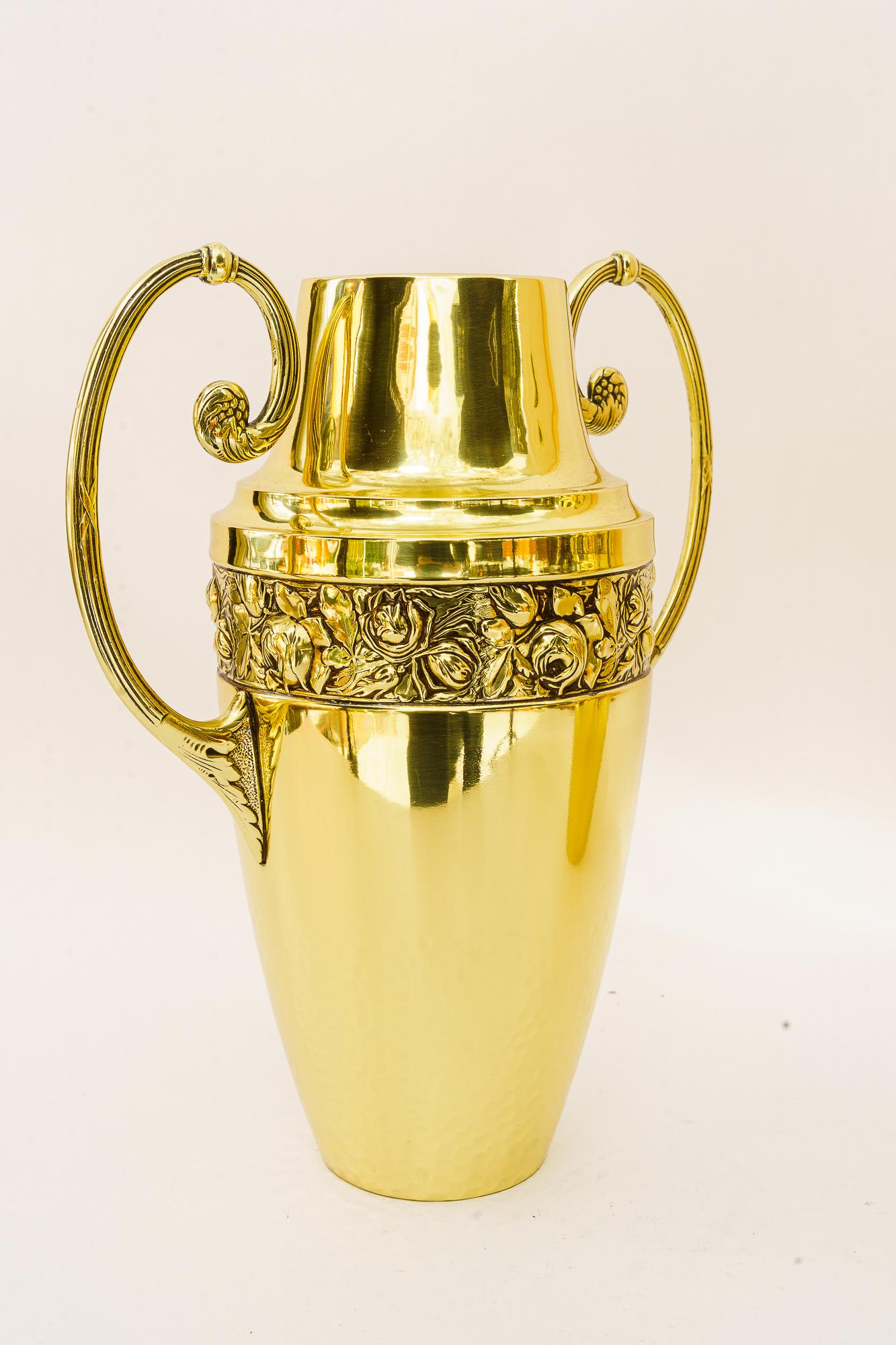2 Brass jugendstil vases vienna around 1908 For Sale 4