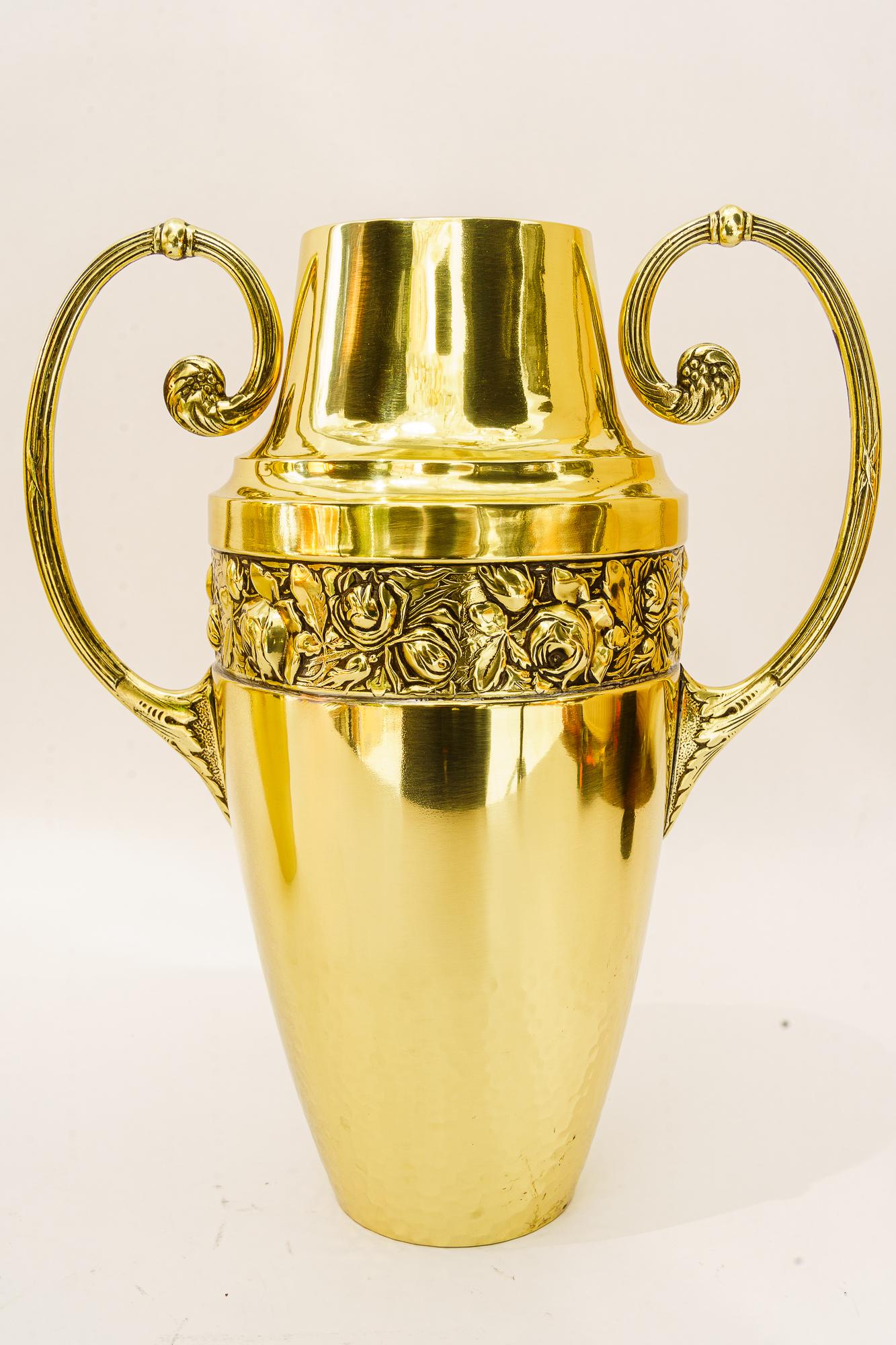 2 Brass jugendstil vases vienna around 1908 For Sale 1