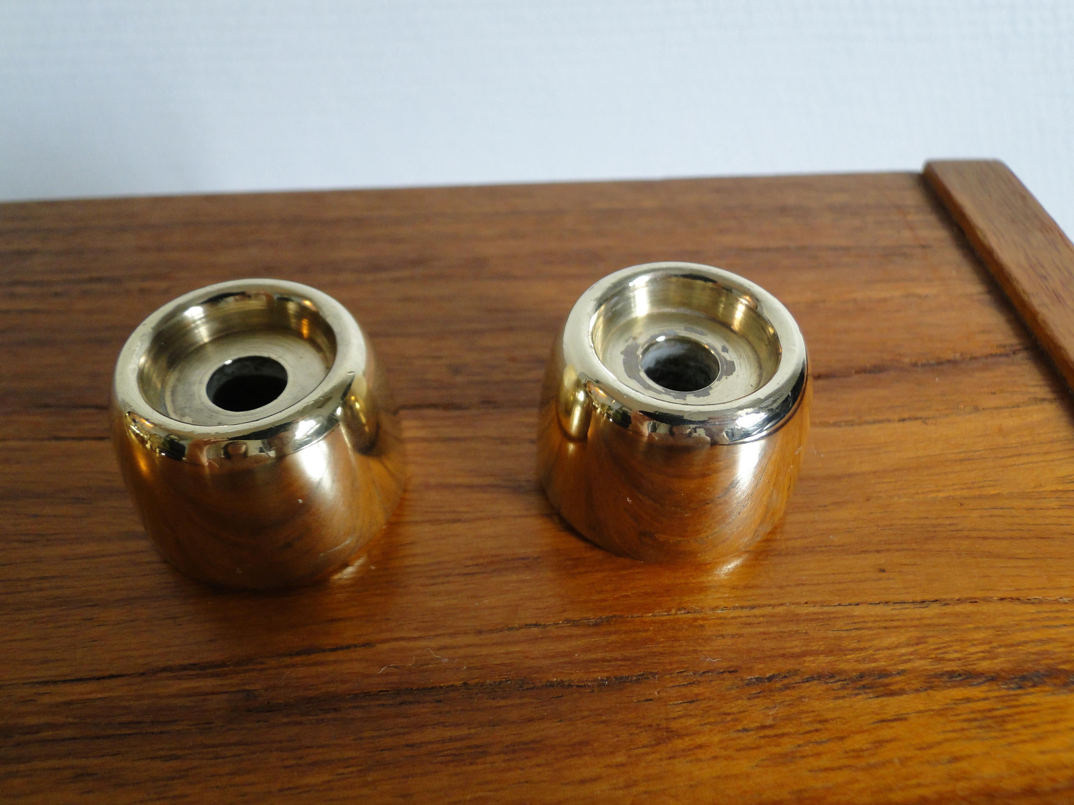 Mid-Century Modern Hans Agne Jakobsson for Markaryd 2 Brass Model L97 Candlesticks  Sweden