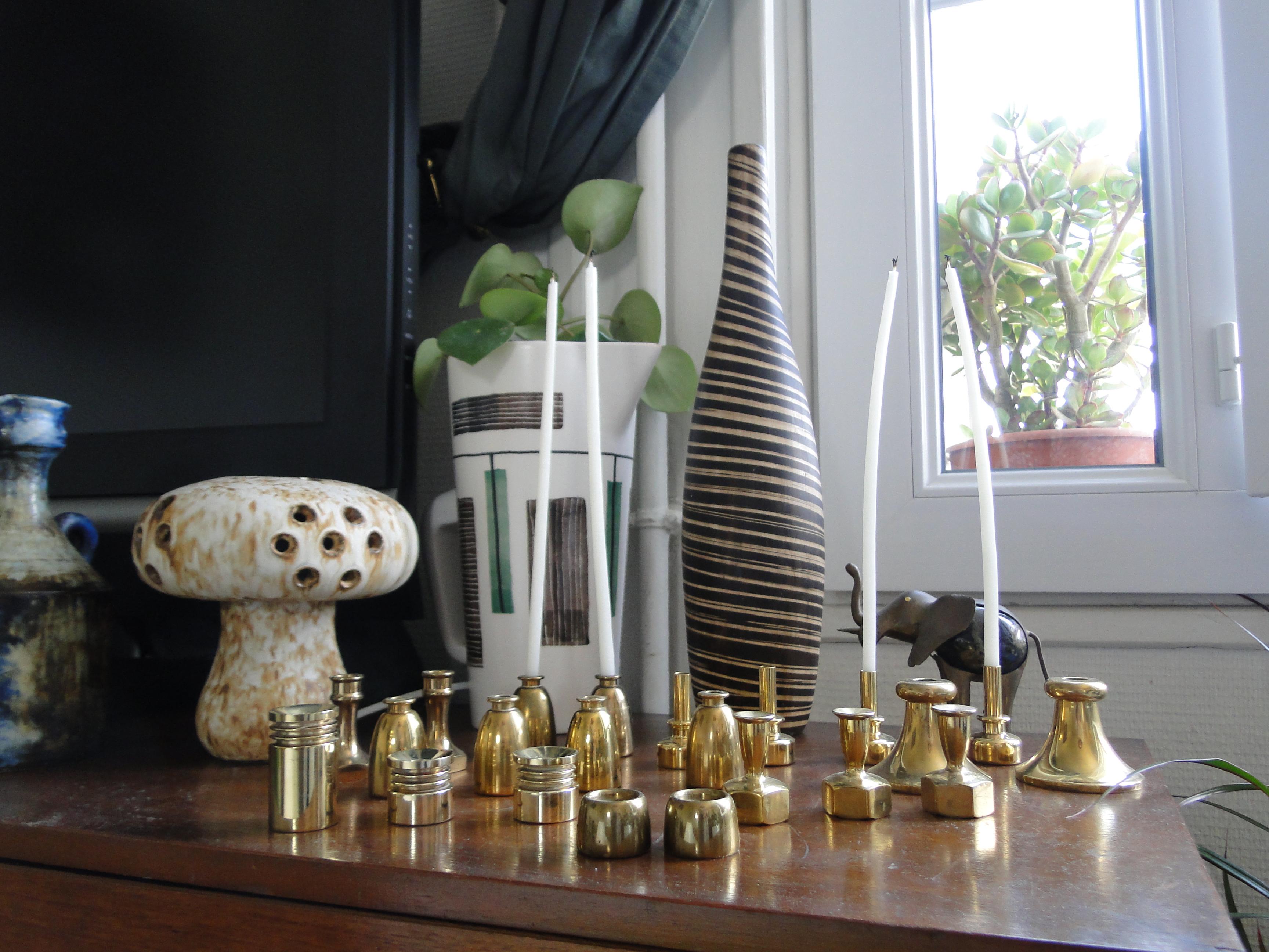 Hans Agne Jakobsson for Markaryd 2 Brass Model L97 Candlesticks  Sweden In Good Condition In Lège Cap Ferret, FR