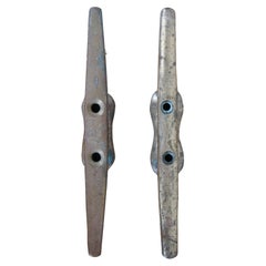 2 Brass Nautical Marine Maritime Horn Cleat Hook Boat Morring Dock Tie Downs 8"