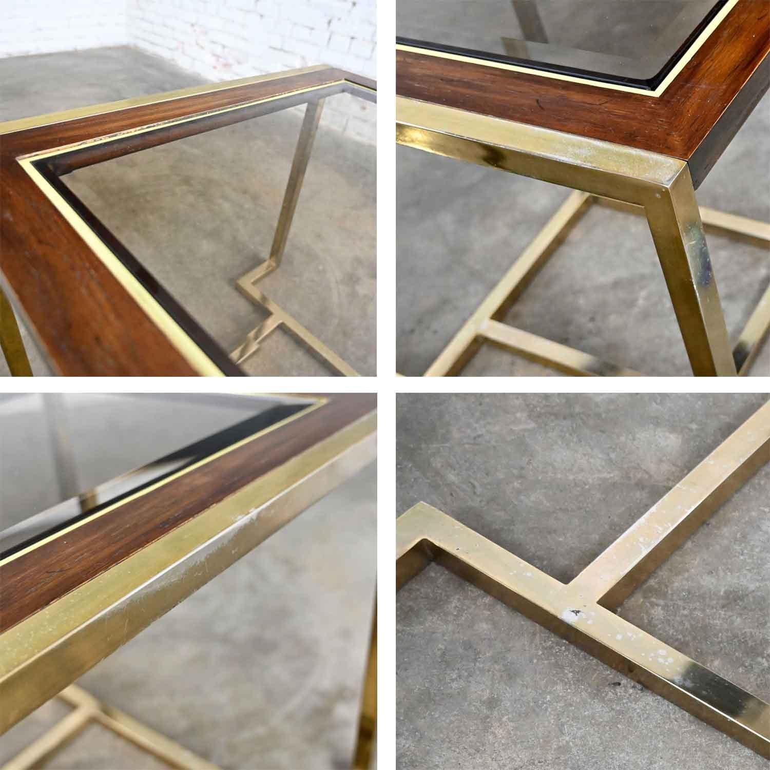 2 tables d'extrémité en bois plaqué laiton et verre de style Thomasville Furn de Milo Baughman en vente 7