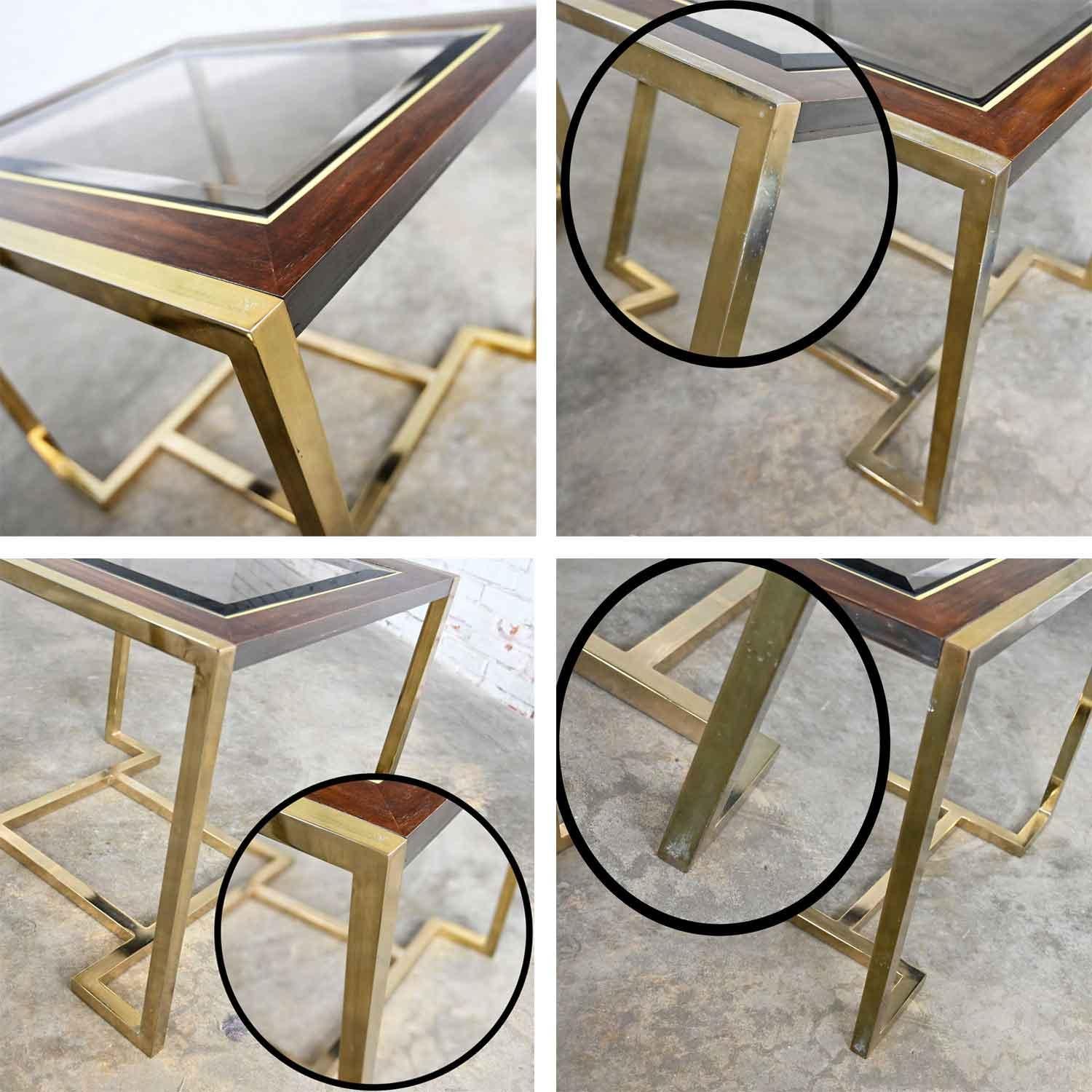 2 Brass Plated Wood & Glass End Tables by Thomasville Furn Style Milo Baughman For Sale 9