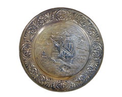 2 Messing Relief Nautische maritime Seestücke Clipper Galleon Boat Ship Platten 15"