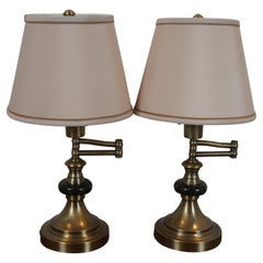 2 Brass Swing Swivel Arm Reading Library Lamps Imported by Fred Meyer 21"