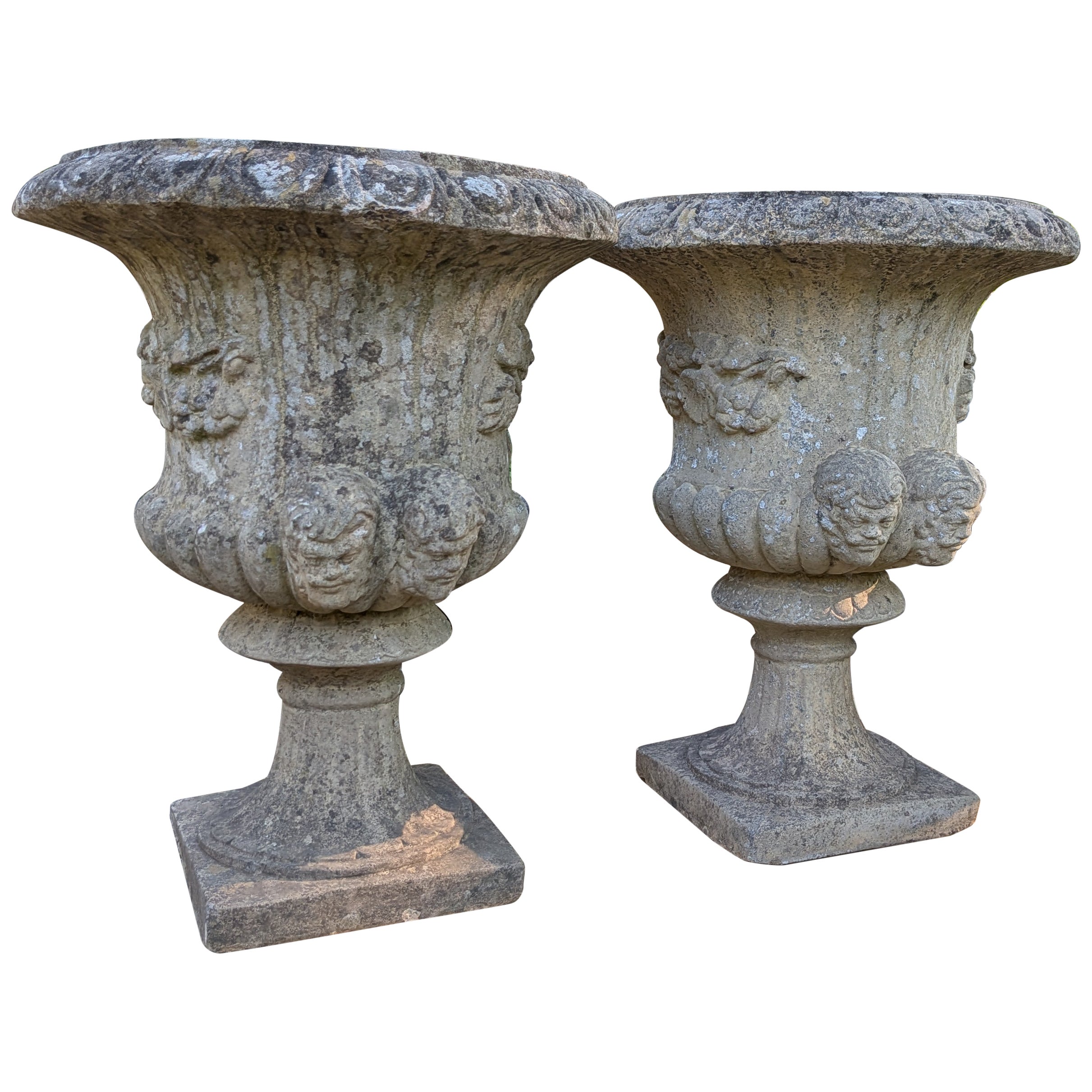 2 maceteros y jardineras británicos de piedra moldeada