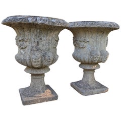 2 maceteros y jardineras británicos de piedra moldeada