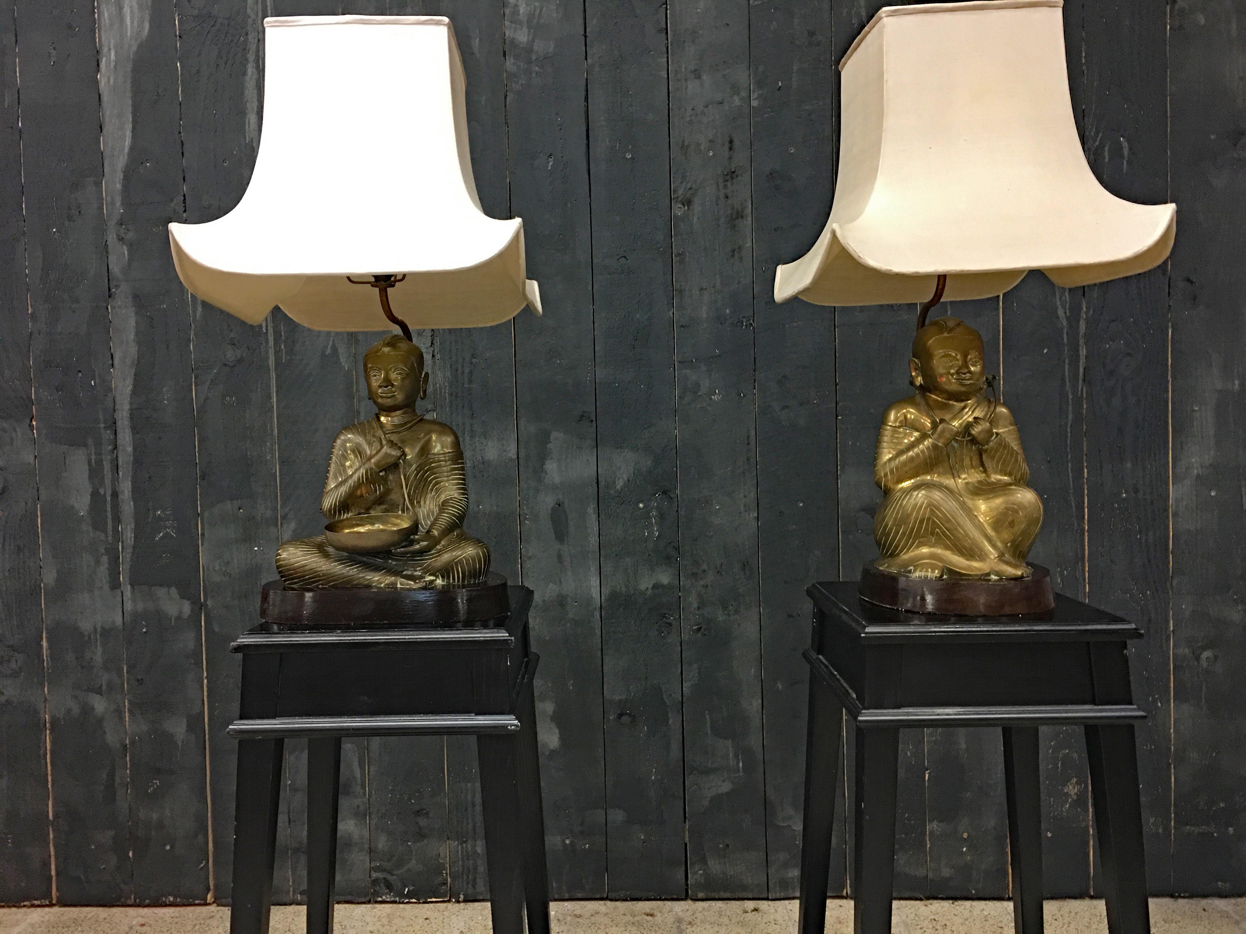 European 2 Bronze Lamps circa 1960/1970; 2 Different Models For Sale