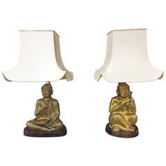 2 lampes en bronze datant d'environ 1960/1970 ; 2 modèles différents