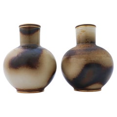 2 Brown Vases Flambé, Gunnar Nylund, Rörstrand, Scandinavian Midcentury Vintage