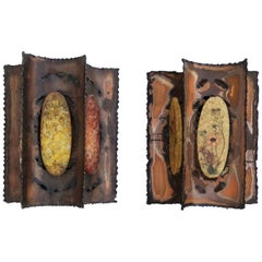 2 Brutalist Sconces by Maison Accolay
