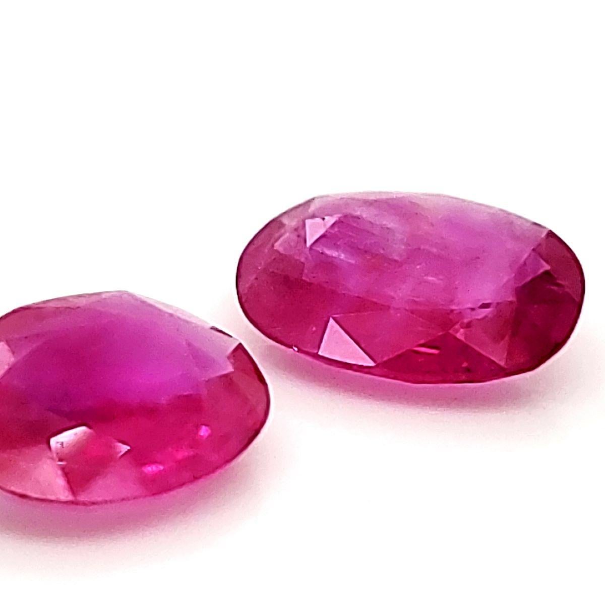 2 Burmese Oval-Shaped Rubies Cts 1.65 In New Condition For Sale In Hong Kong, HK