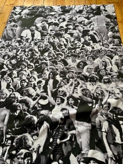 2 B&W Original Woodstock festival fabric textile curtains, U.S.A. 1970