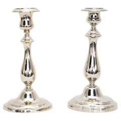 2 Kerzenhalter aus Alpaka „Weißes Metall“ um 1920