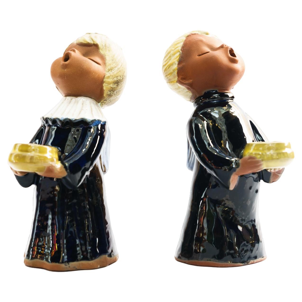2 Candle sticks ceramic figurine ( Angels ) Vienna around 1950s For Sale