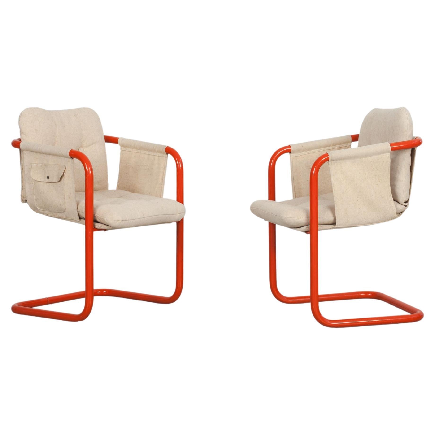 2 Cantilever Armchairs in the Manner of Gae Aulenti, Italy, 1970s For Sale