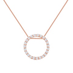 2 Carat 14k Rose Gold Natural Round Diamonds Circle Pendant Necklace