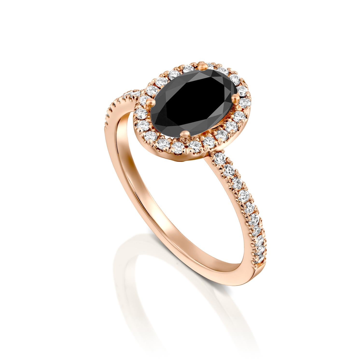 black diamond rose gold engagement rings