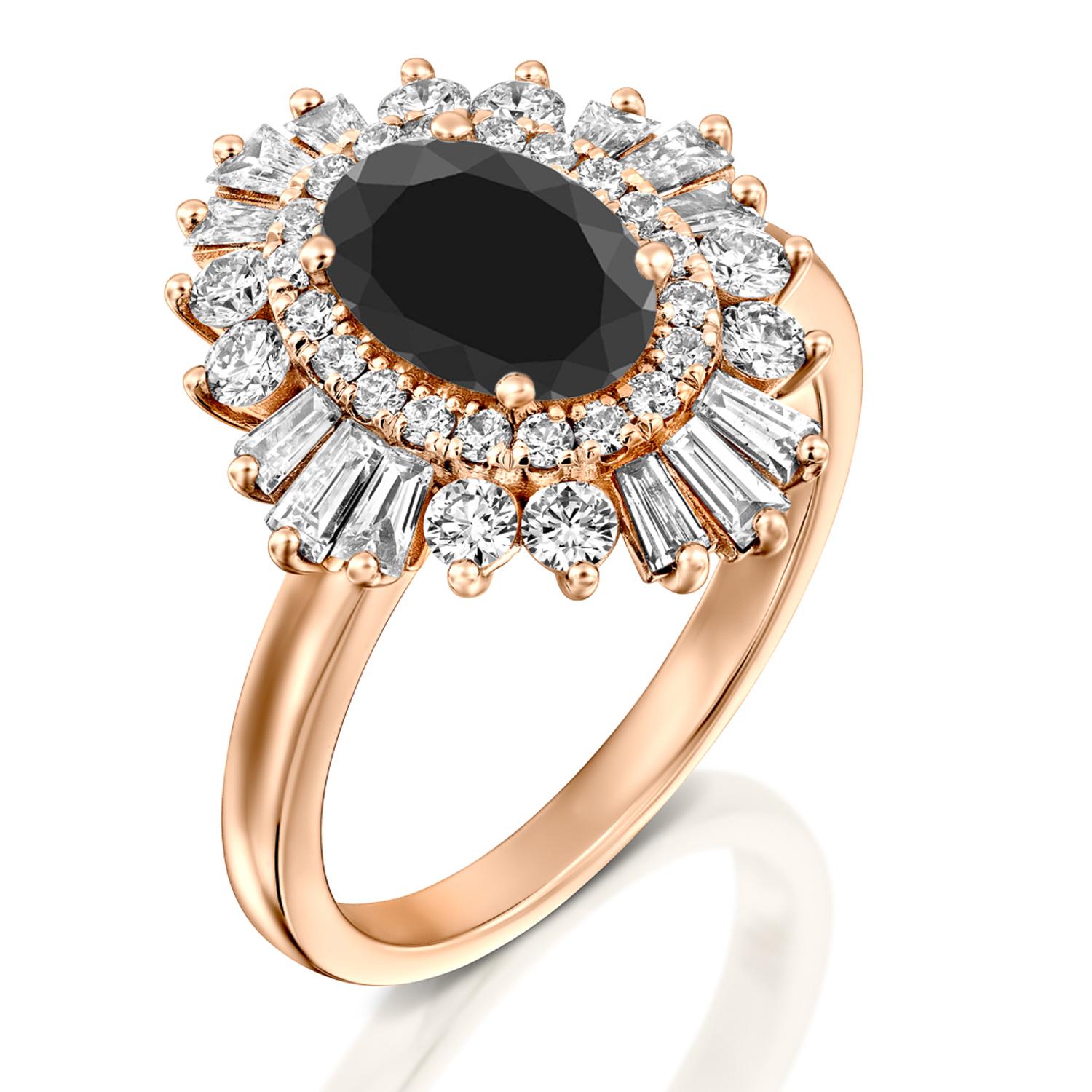 black diamond rose gold engagement rings