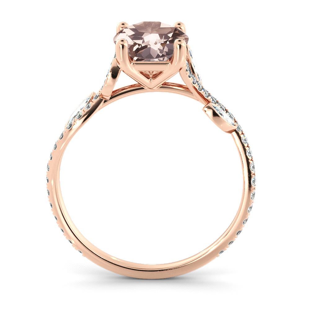Art Deco 2 Carat 14 Karat Rose Gold Morganite and Diamonds Round Engagement Ring