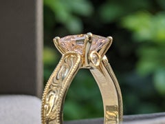 2 Carat 14 Karat Yellow Square Morganite Vintage Engagement Ring