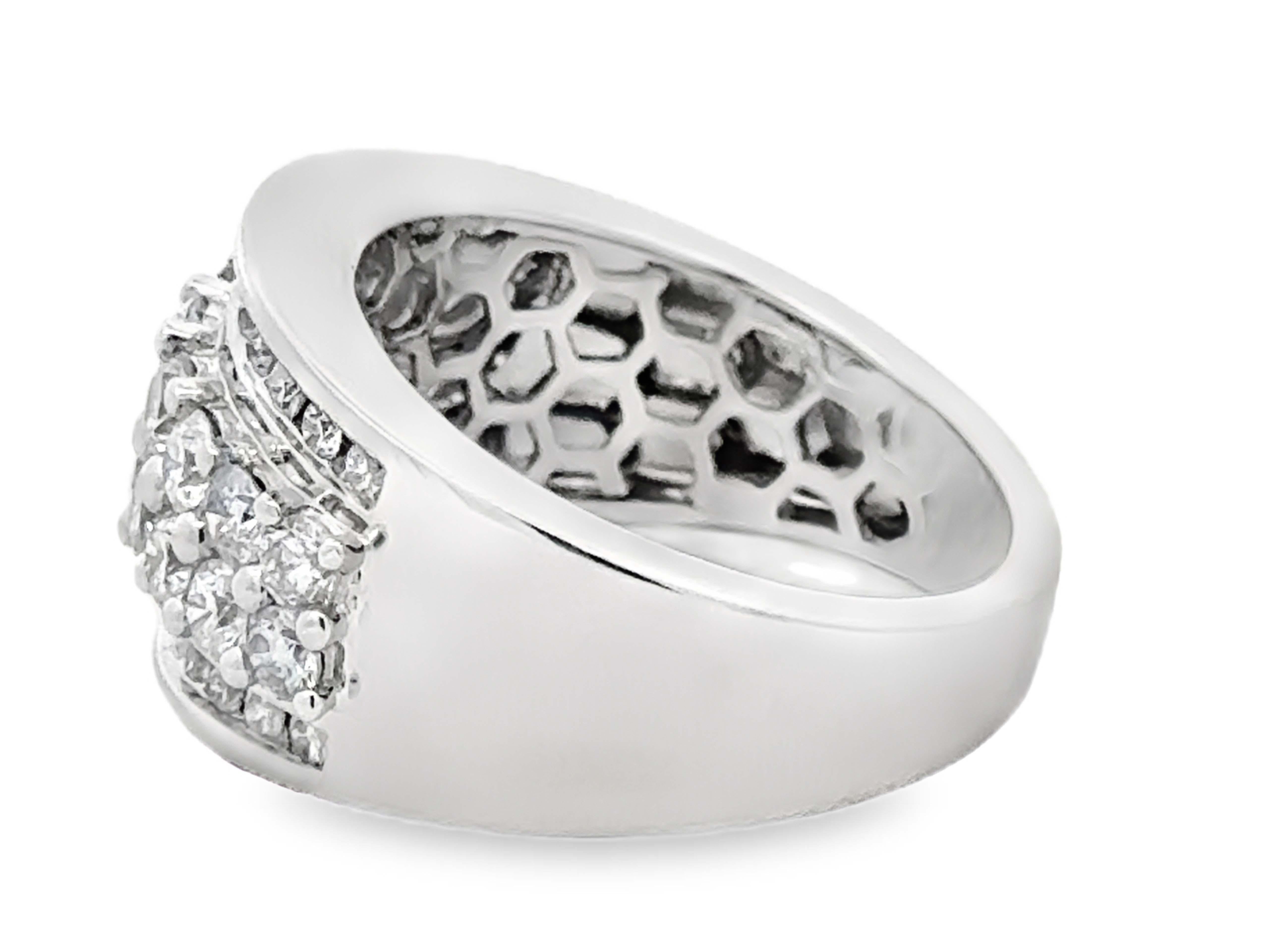 Women's or Men's 2 Carat 4 Row Diamond Band Ring 14k White Gold For Sale