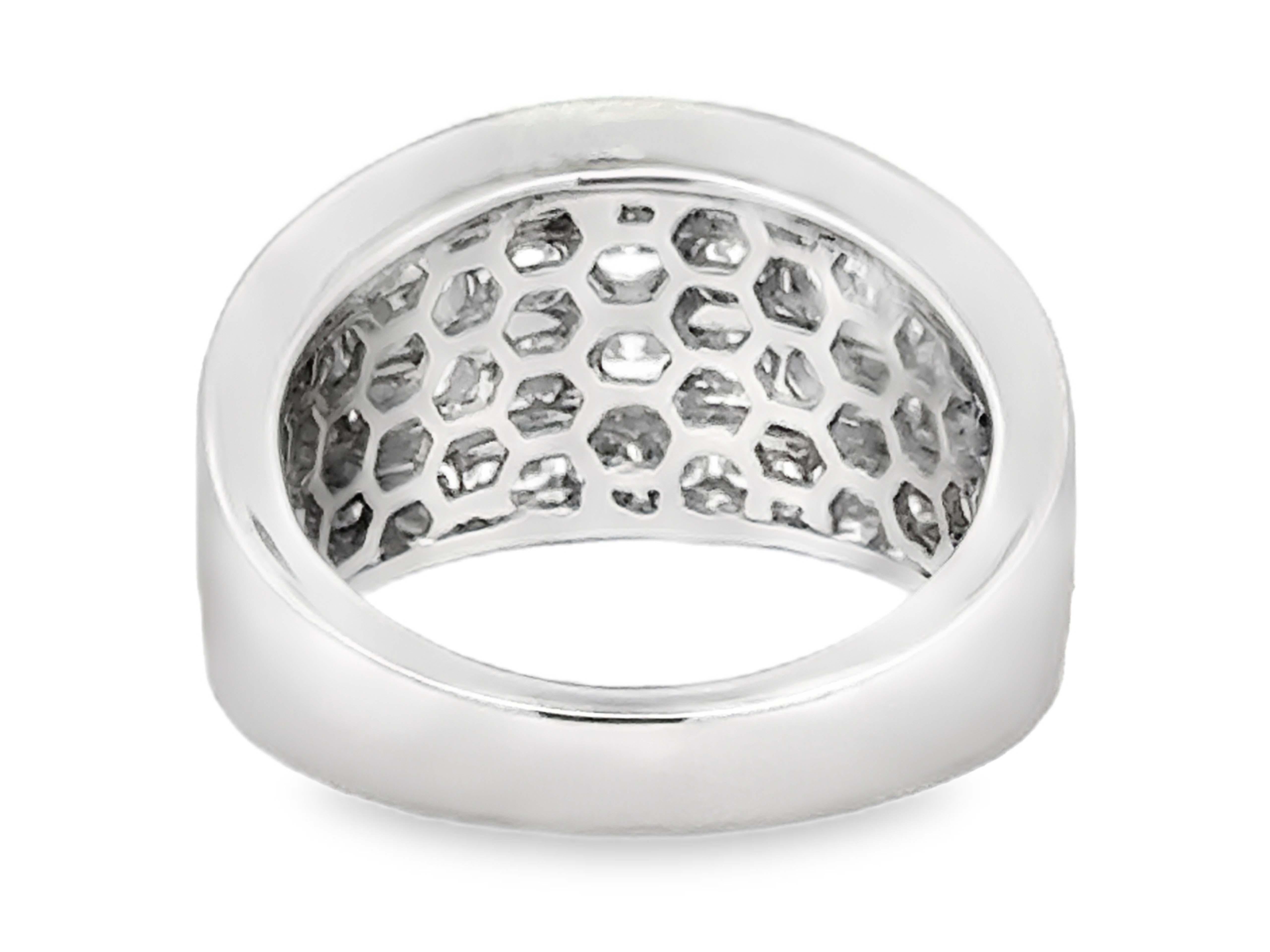 2 Carat 4 Row Diamond Band Ring 14k White Gold For Sale 1