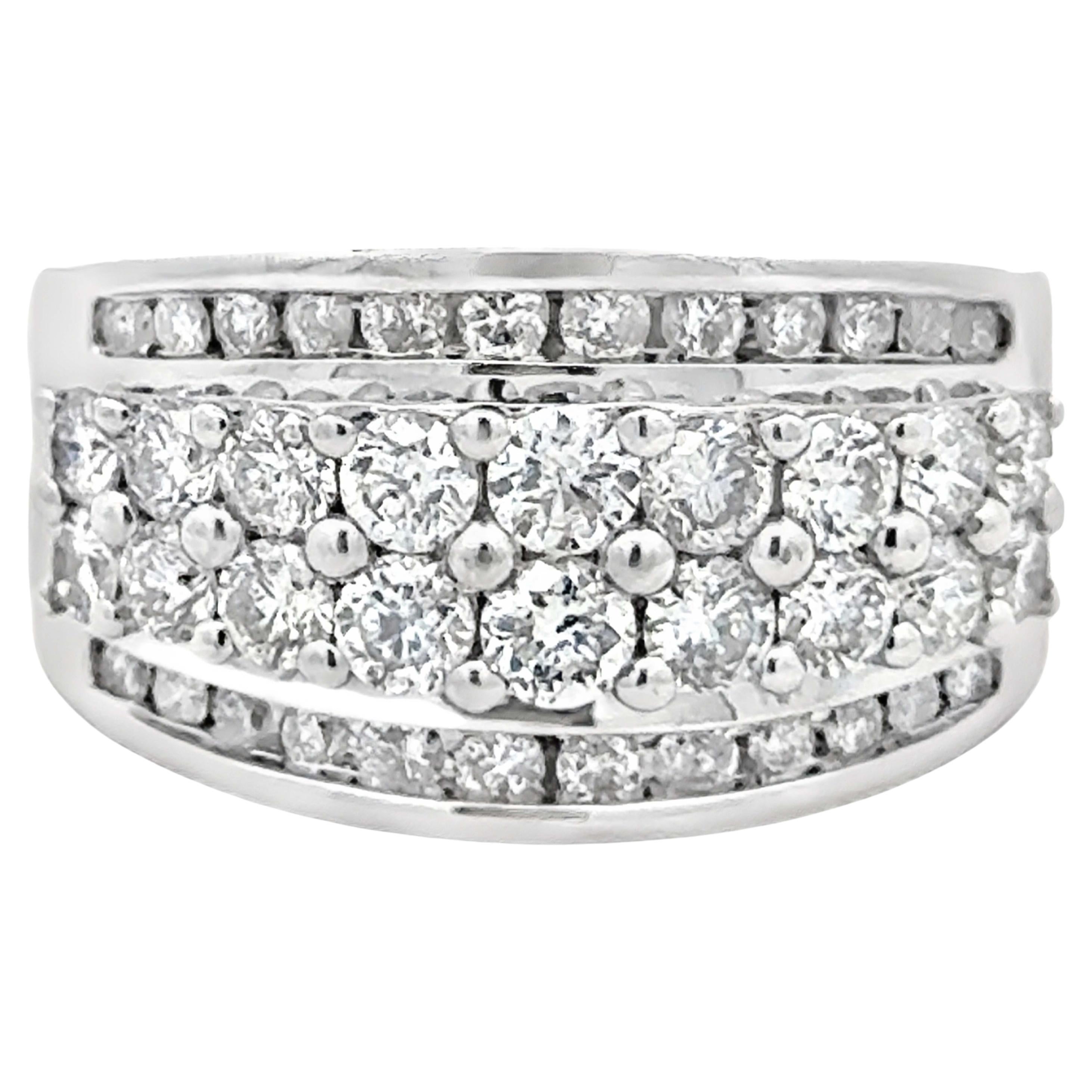 2 Karat 4 Row Diamantband Ring 14k Weißgold