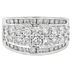2 Carat 4 Row Diamond Band Ring 14k White Gold