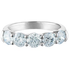 2 Carat 5-Stone, Platinum, Diamond Band, I Color, VS2 Clarity