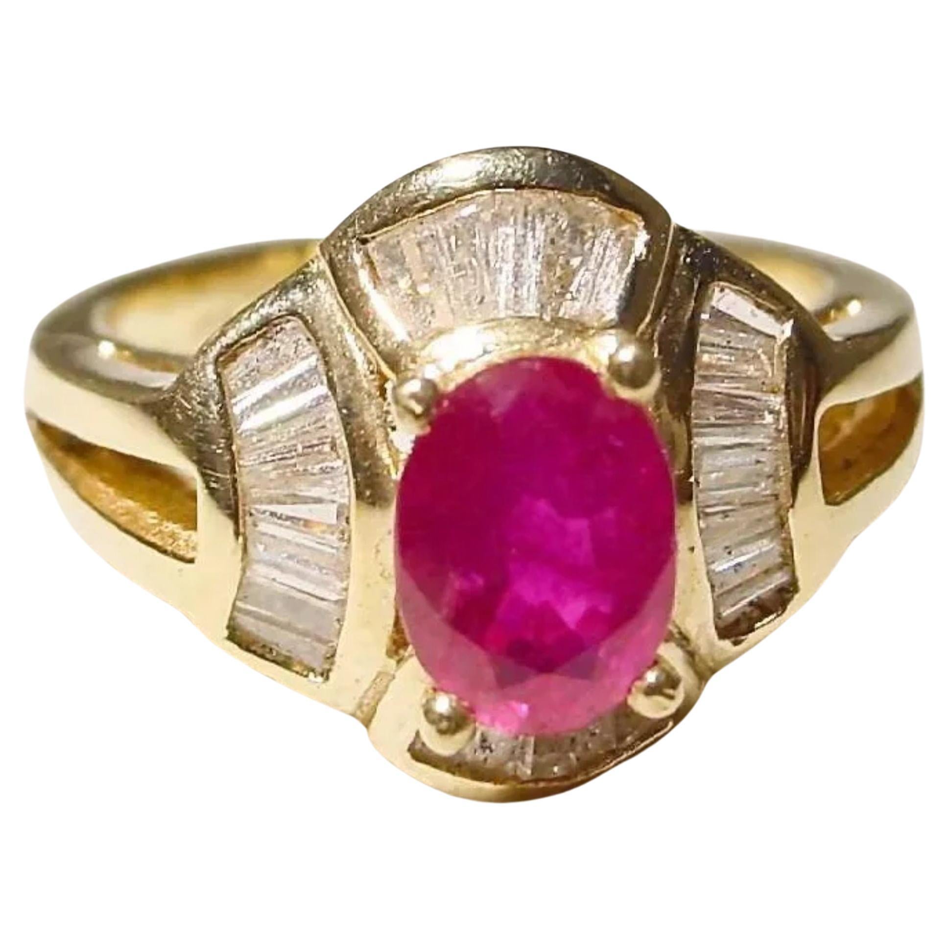 2 Carat Antique Ruby Diamond Engagement Ring Art Deco Ruby Diamond Cocktail Ring