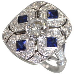 2 Carat Approximate Diamond and Blue Sapphire Cocktail Ring, Ben Dannie
