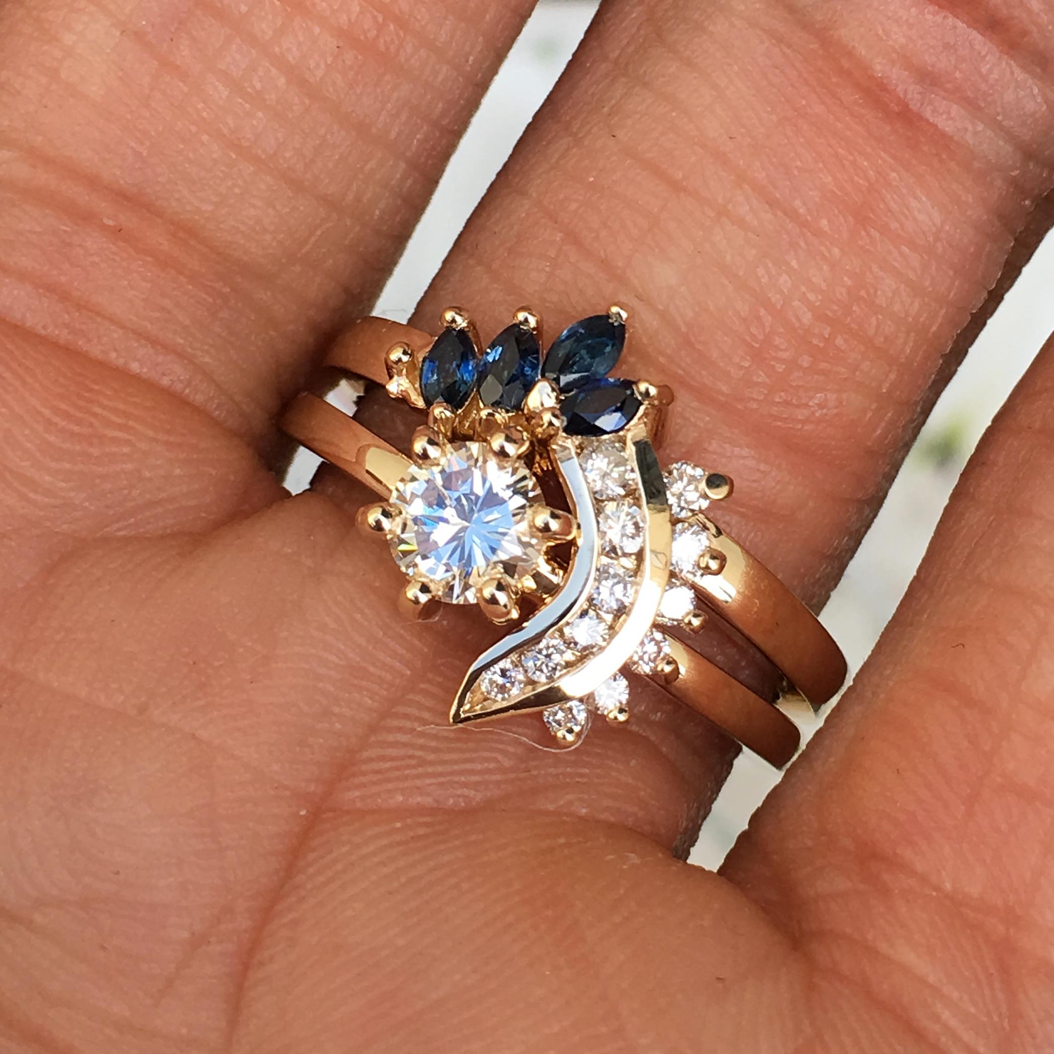 Modern 2 Carat Approximate Round Diamond and Sapphire Ring-Ben Dannie For Sale