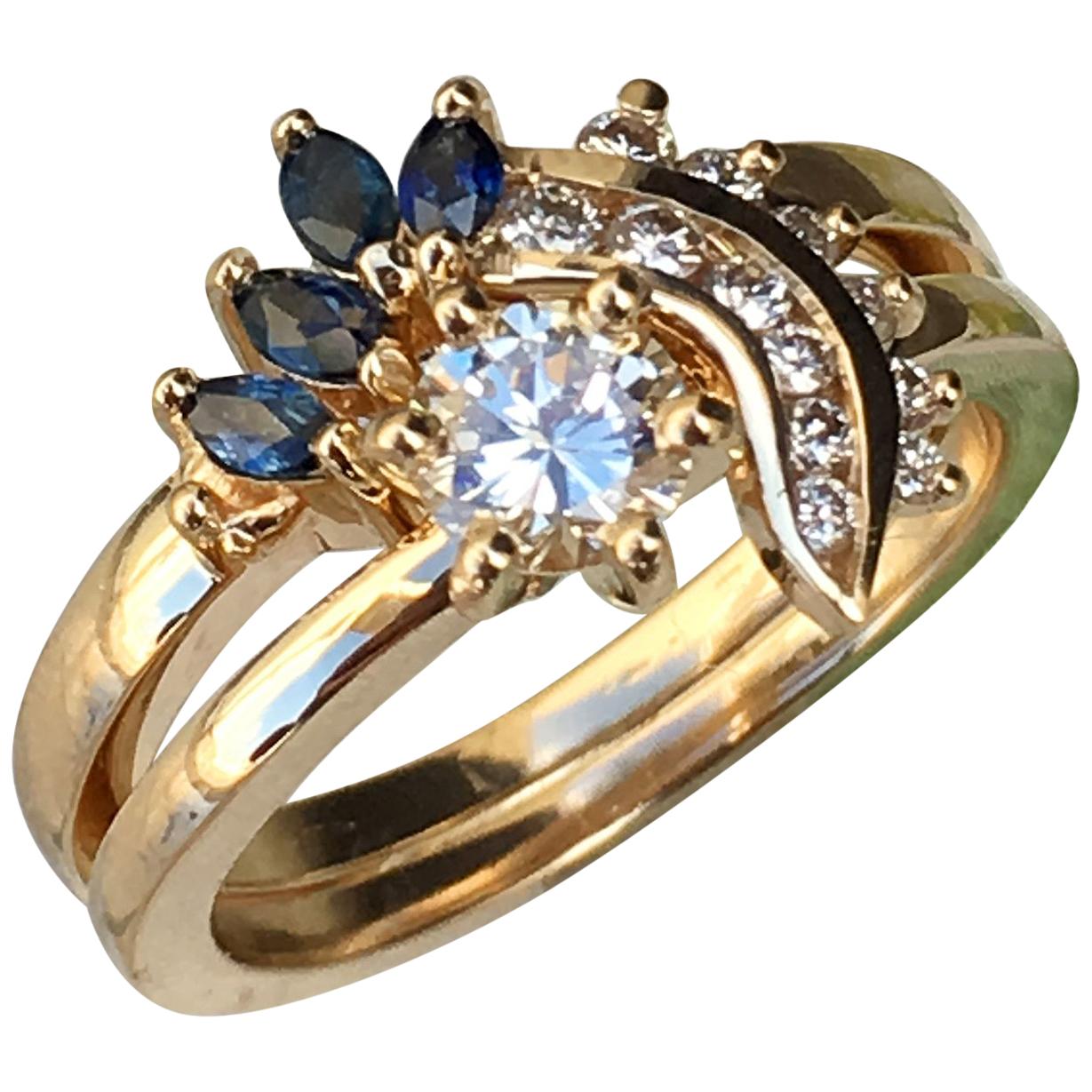 2 Carat Approximate Round Diamond and Sapphire Ring-Ben Dannie For Sale