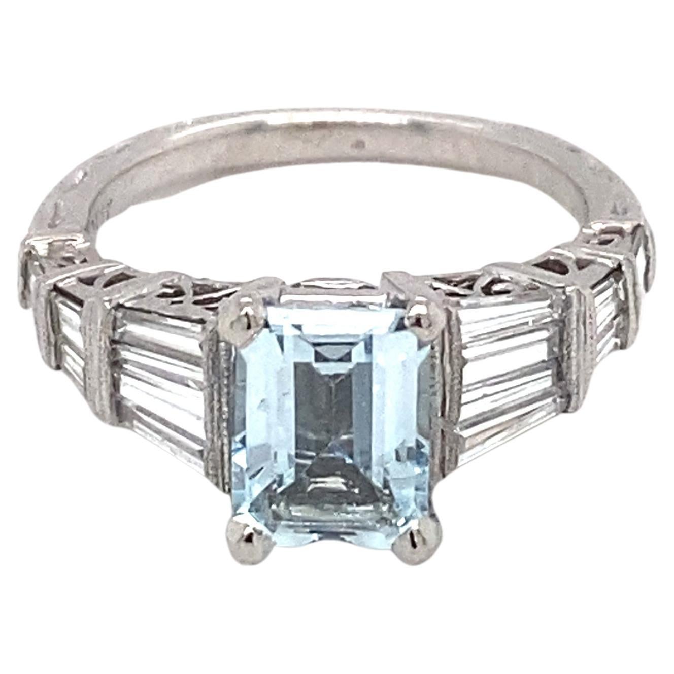 2 Carat Aquamarine and 1.17 Carat Diamond Ring in Platinum For Sale at  1stDibs | aquamarine and platinum ring, 2 carat aquamarine ring, 2 ct aquamarine  ring