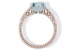 2 Carat Aquamarine and Diamond Rose Gold Platinum Ring