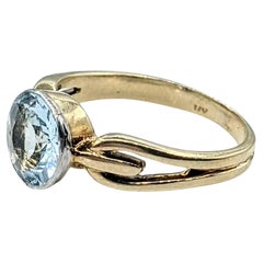 2 Carat Aquamarine Engagement Ring, Minimalist Blue Aquamarine Solitaire Ring