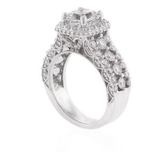 2 carat Asscher Cut Diamond Halo Engagement Ring