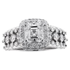 2 carat Asscher Cut Diamond Halo Engagement Ring