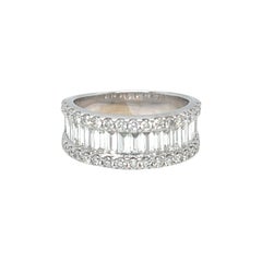 2 carat Baguette and Round Diamond Half Eternity Band Ring 14K White Gold