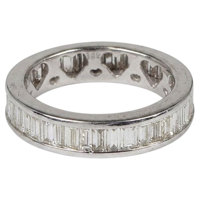 2 Carat Baguette Diamond Channel Set Platinum Eternity Band Ring For Sale