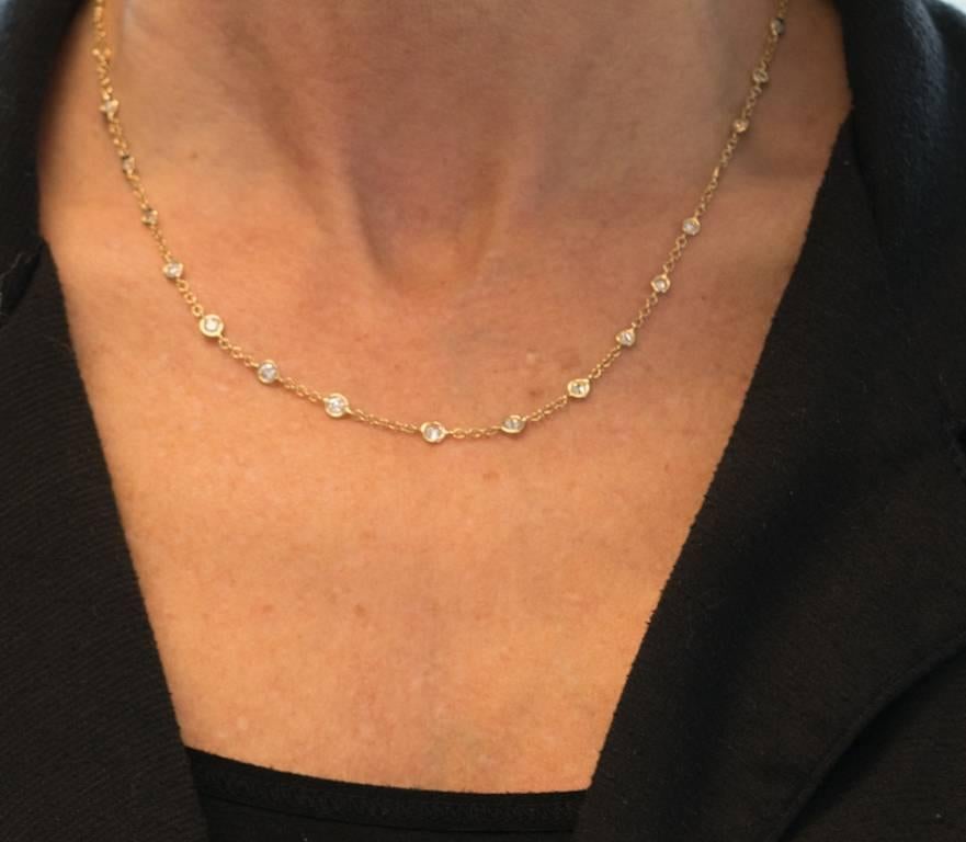 2 Carat Bezel Set Diamond Link Necklace in 14 Karat Yellow Gold 2