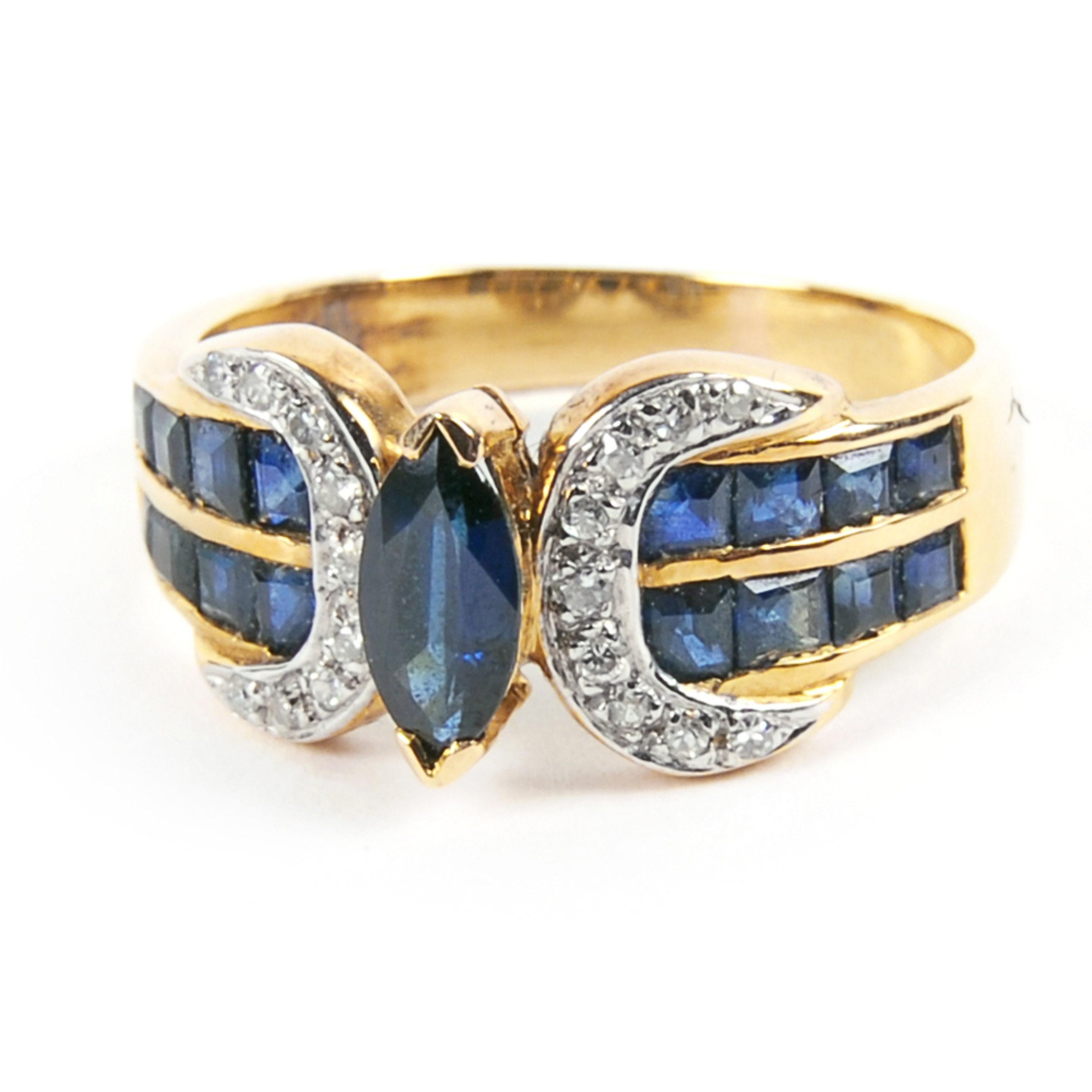 For Sale:  2 Carat Ceylon Sapphire Diamond Cocktail Ring Marquise Cut Sapphire Fashion Ring 2